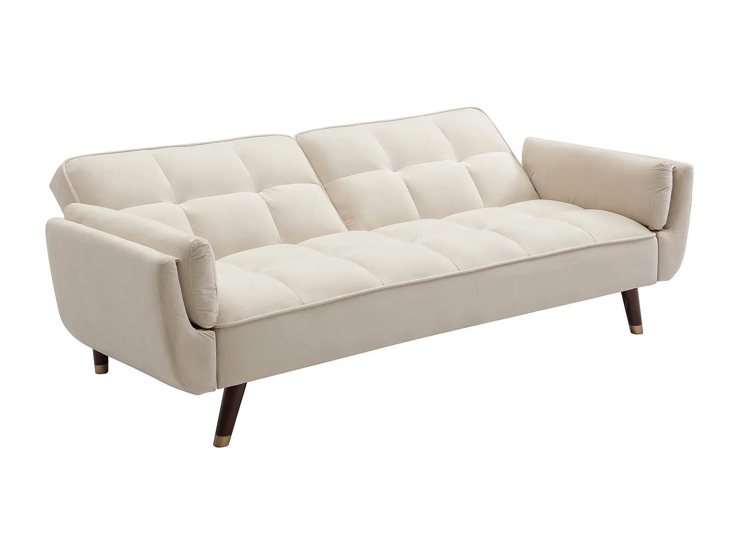 Canapé 3 places convertible clic-clac en velours beige GULCAN