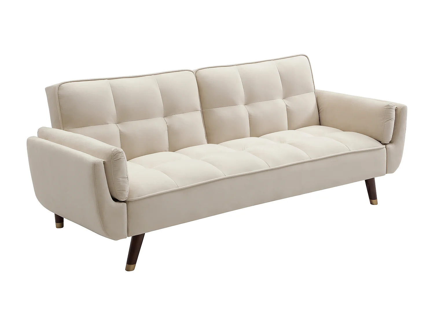 Canapé 3 places convertible clic-clac en velours beige GULCAN