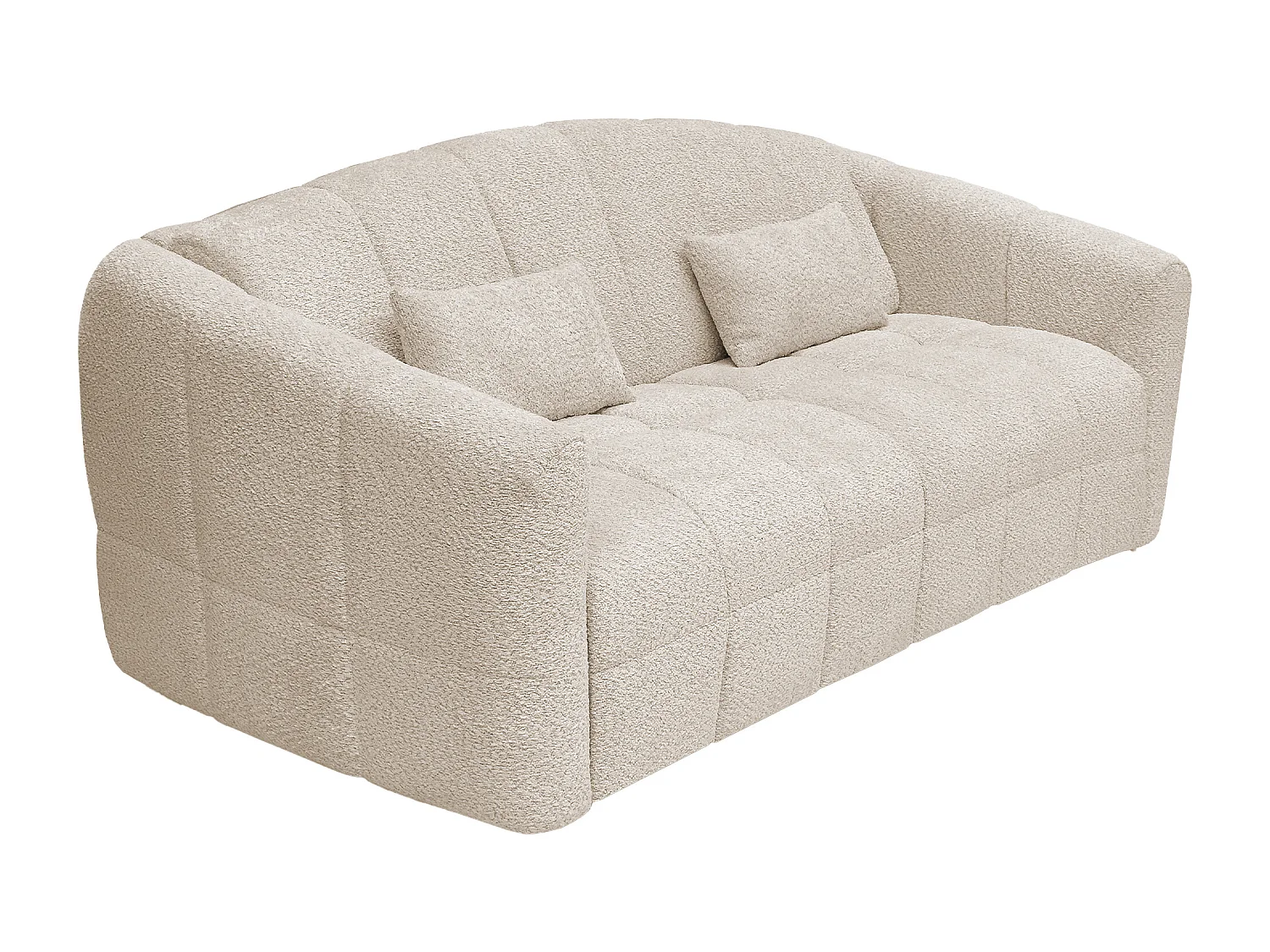 Canapé 3 places convertible express en tissu bouclette beige - Couchage 140 cm - Matelas 16 cm RETUNA