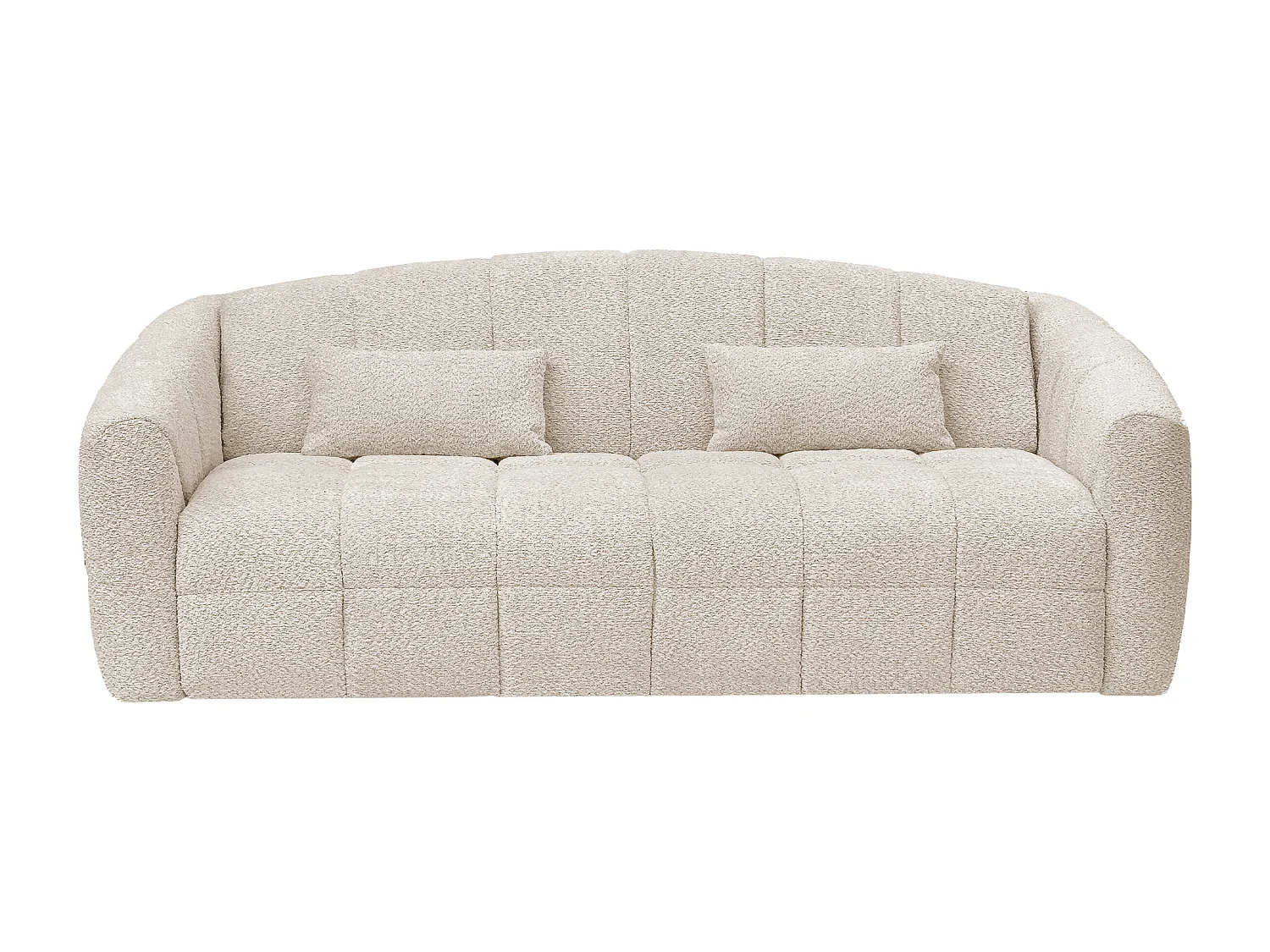 Canapé 4 places convertible express en tissu bouclette beige - Couchage 160 cm - Matelas 16 cm RETUNA