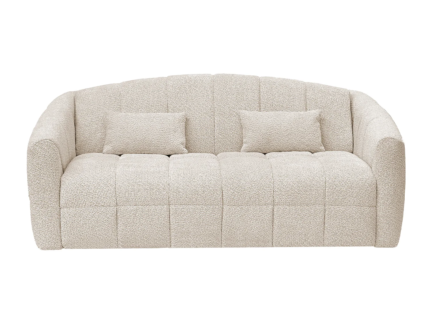 Canapé 3 places convertible express en tissu bouclette beige - Couchage 140 cm - Matelas 20 cm RETUNA