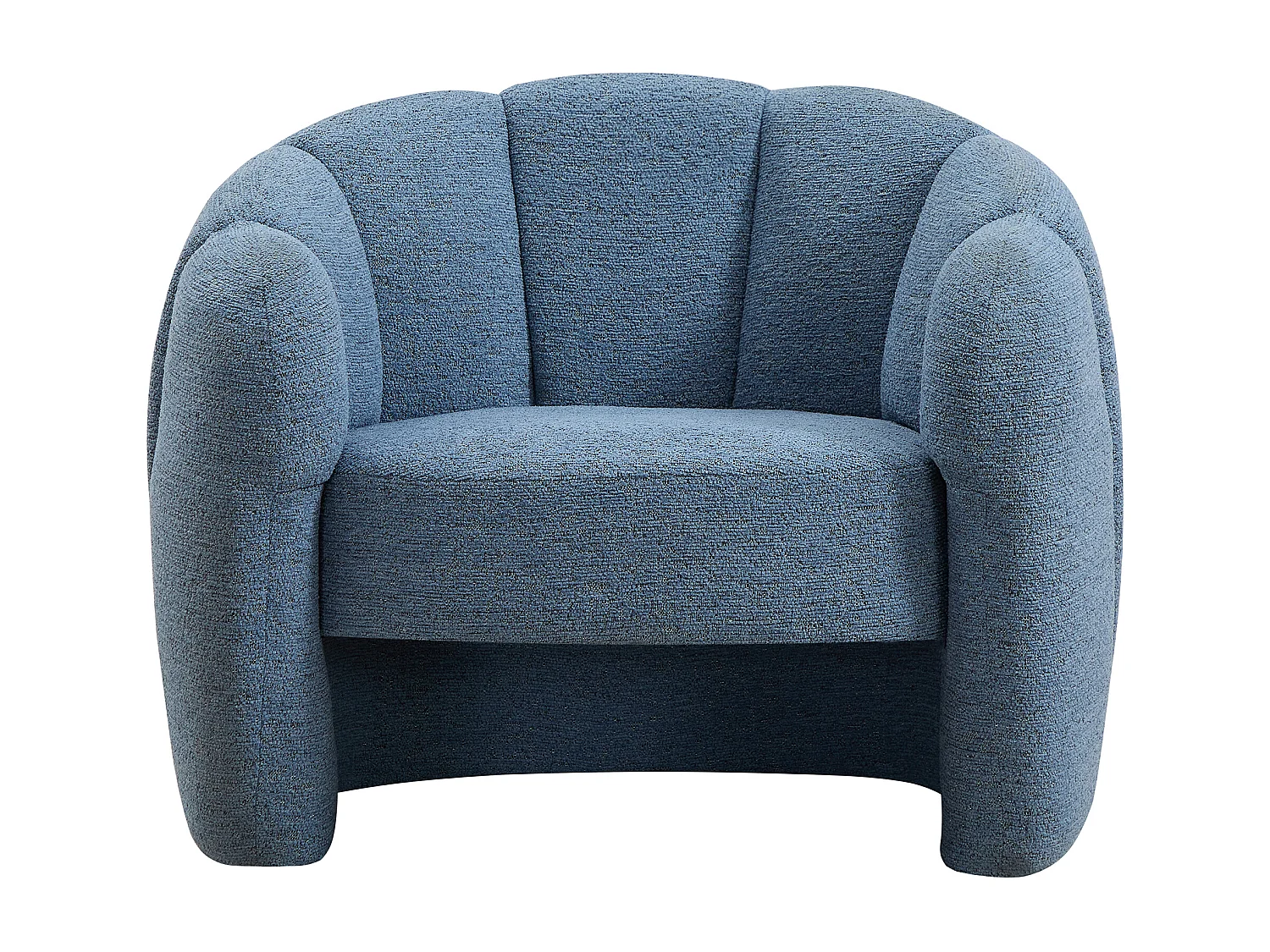 Fauteuil coquillage en tissu chenille bleu DELIPO