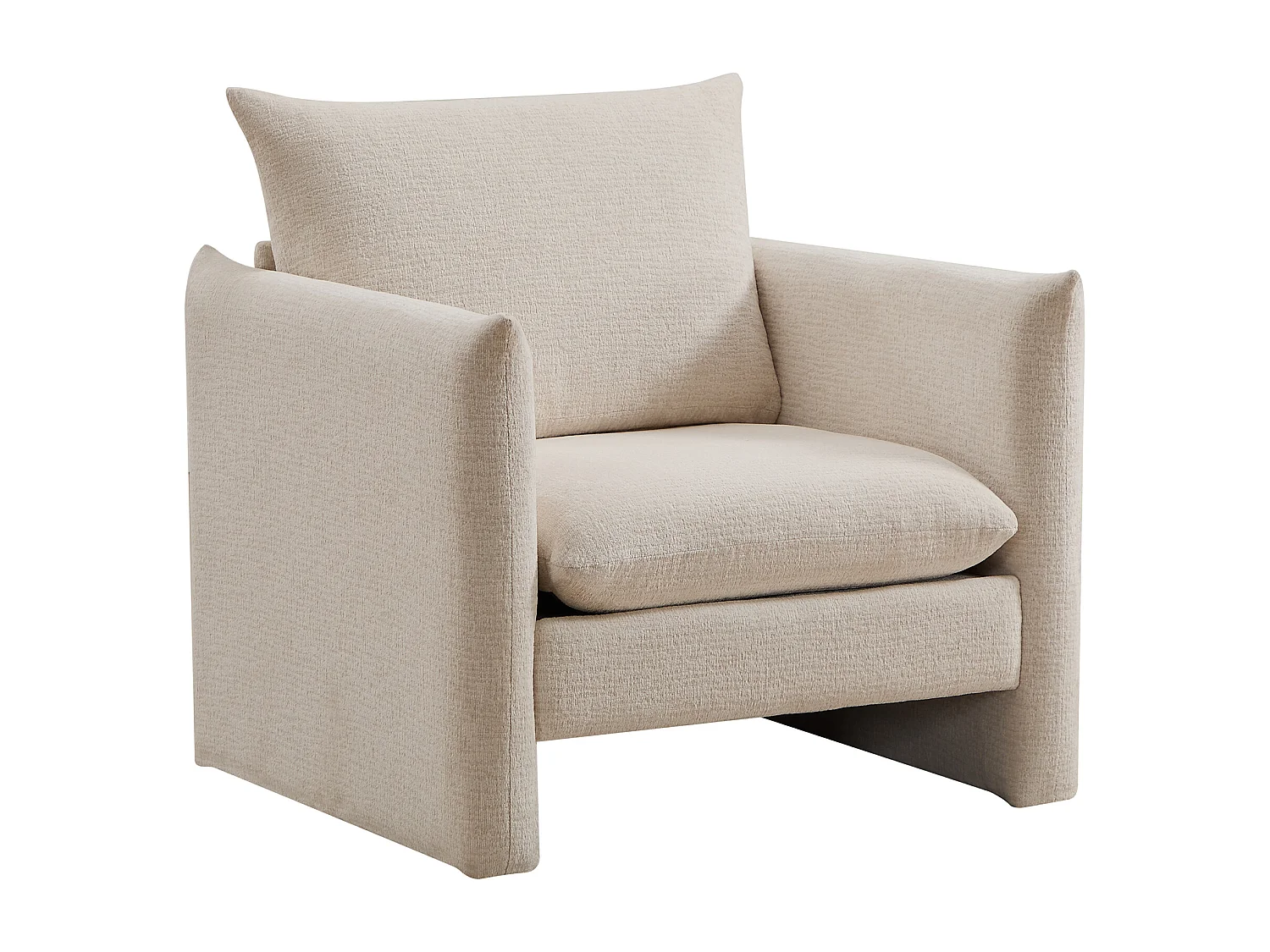 Fauteuil en tissu chenille beige GORAZI