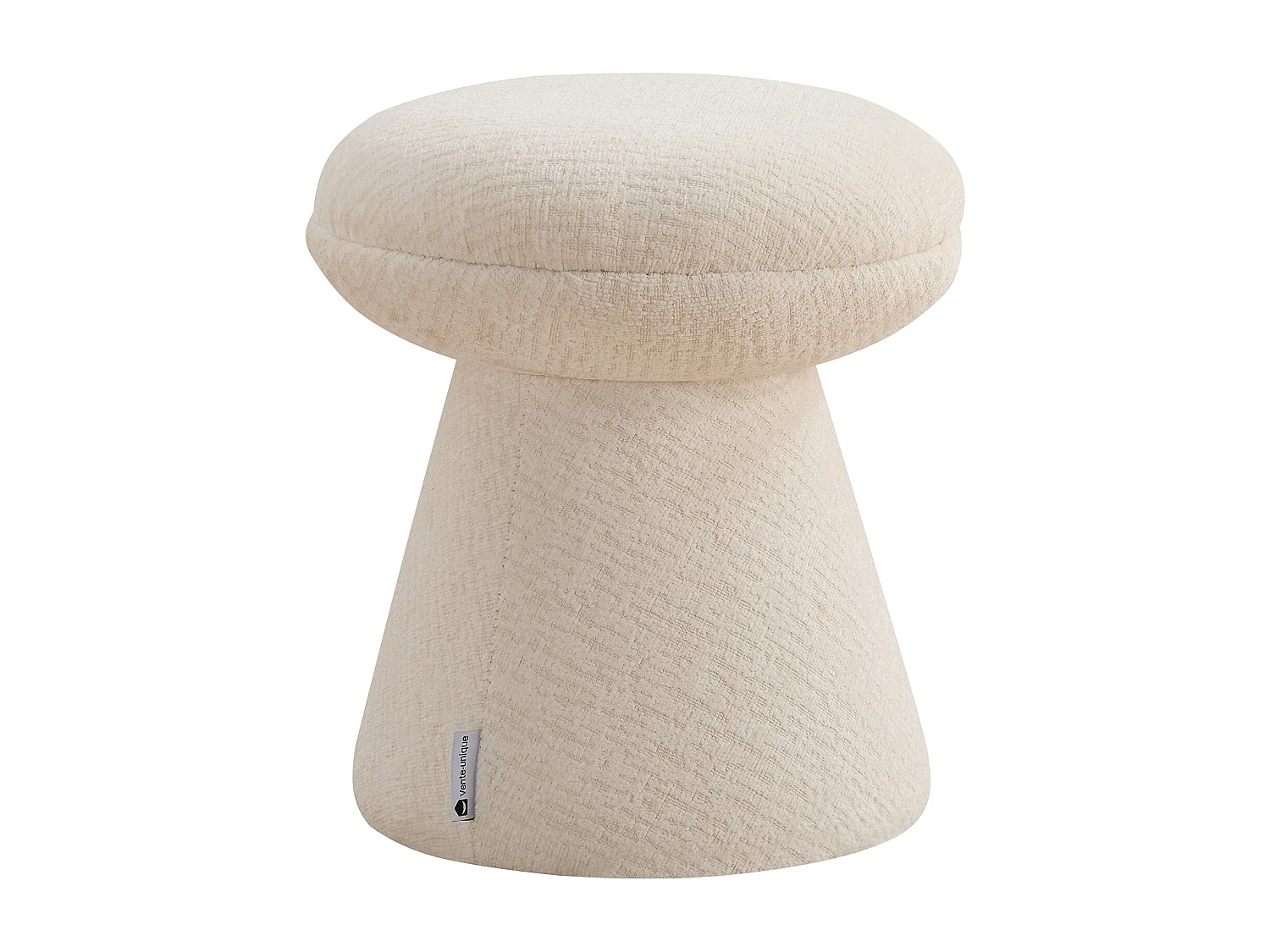 Pouf en tissu chenille beige ADEYOMA