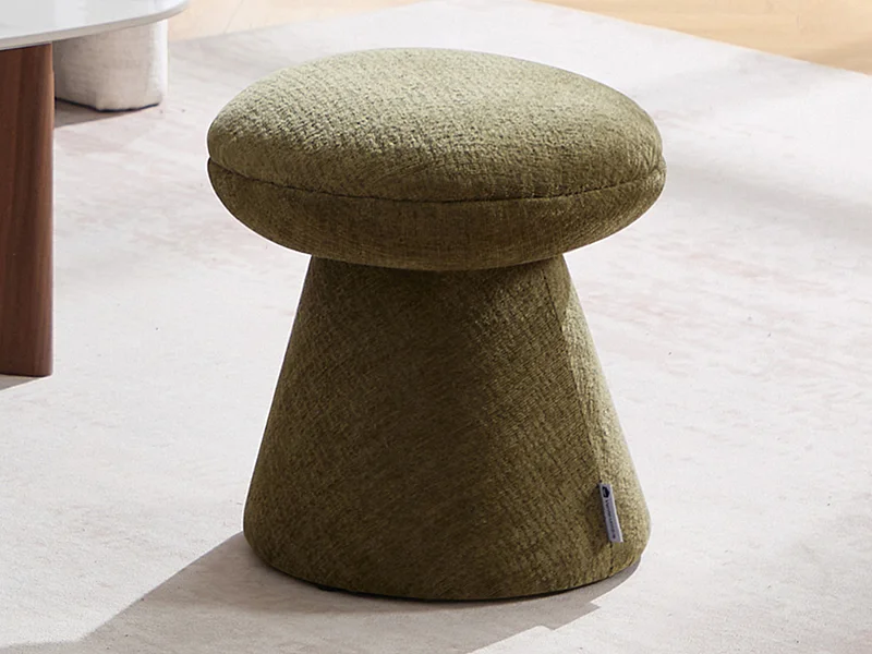 Pouf en tissu chenille vert ADEYOMA
