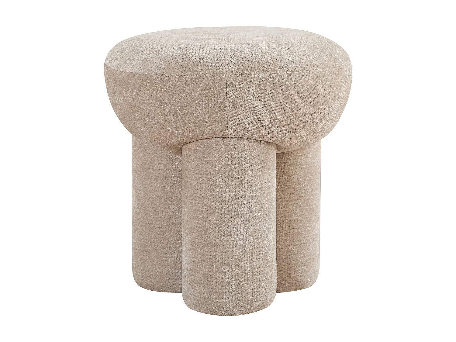 Pouf en tissu chenille beige KUMBODA