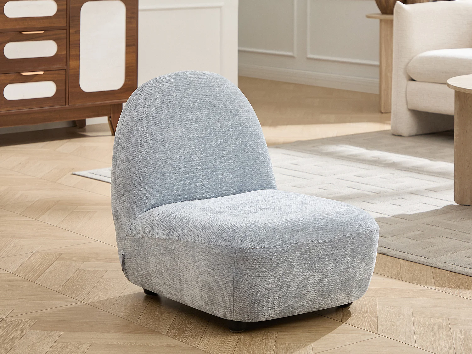 Fauteuil enfant en tissu chenille bleu clair MALDANO