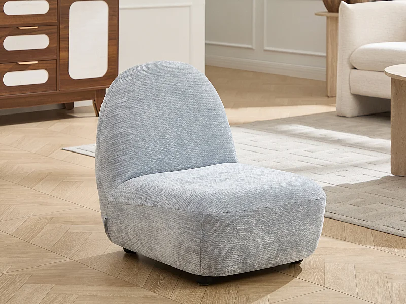 Fauteuil enfant en tissu chenille bleu clair MALDANO