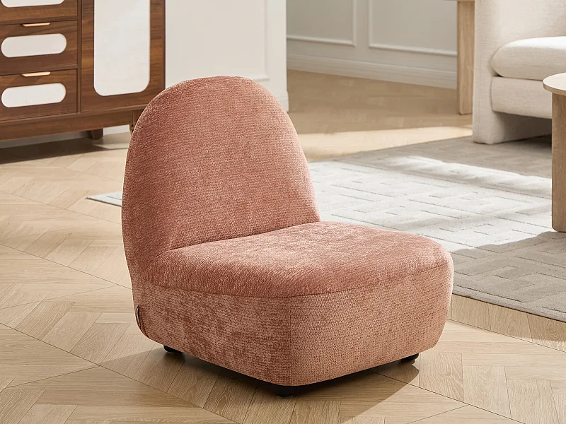 Fauteuil enfant en tissu chenille vieux rose MALDANO