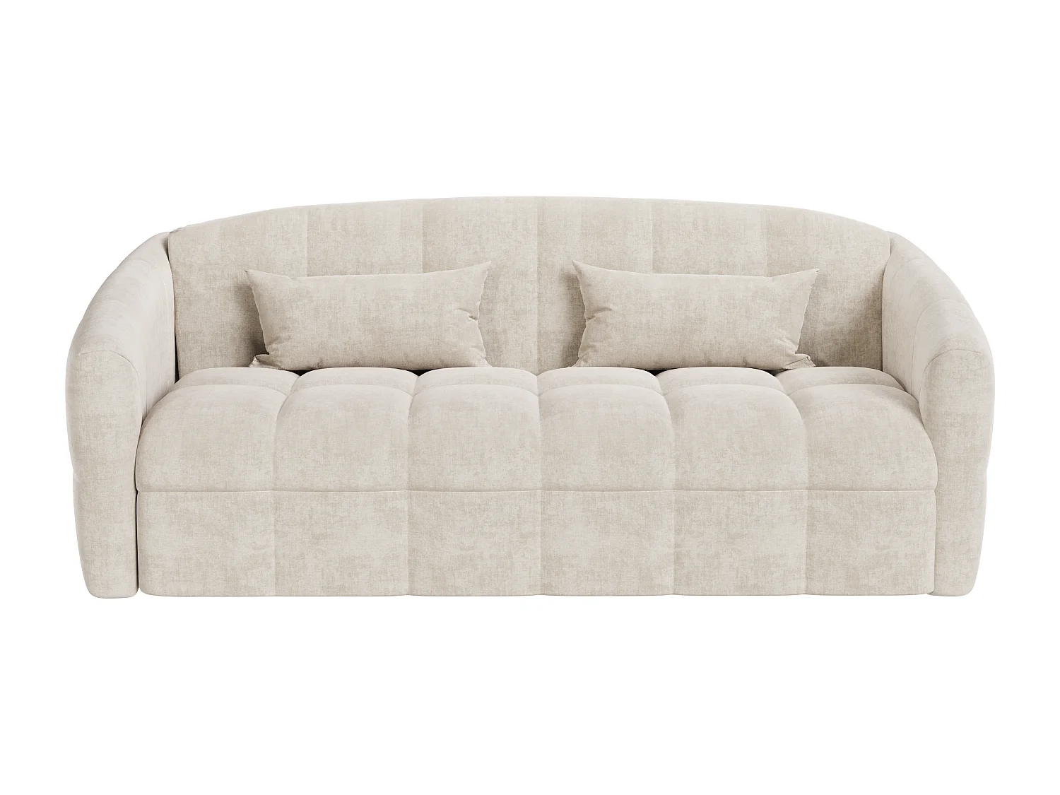 Canapé 3 places convertible express en velours beige - Couchage 140 cm - Matelas 16 cm RETUNA