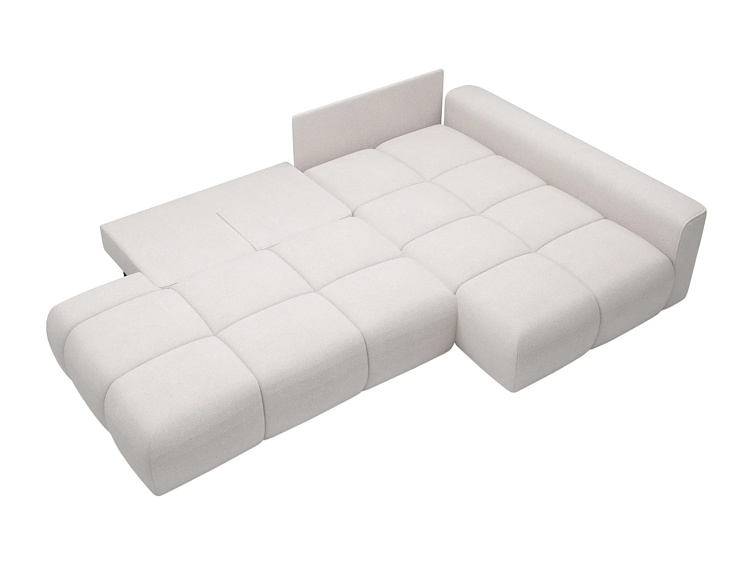 Canapé d'angle droit ouvert convertible en tissu texturé beige MINTURNO