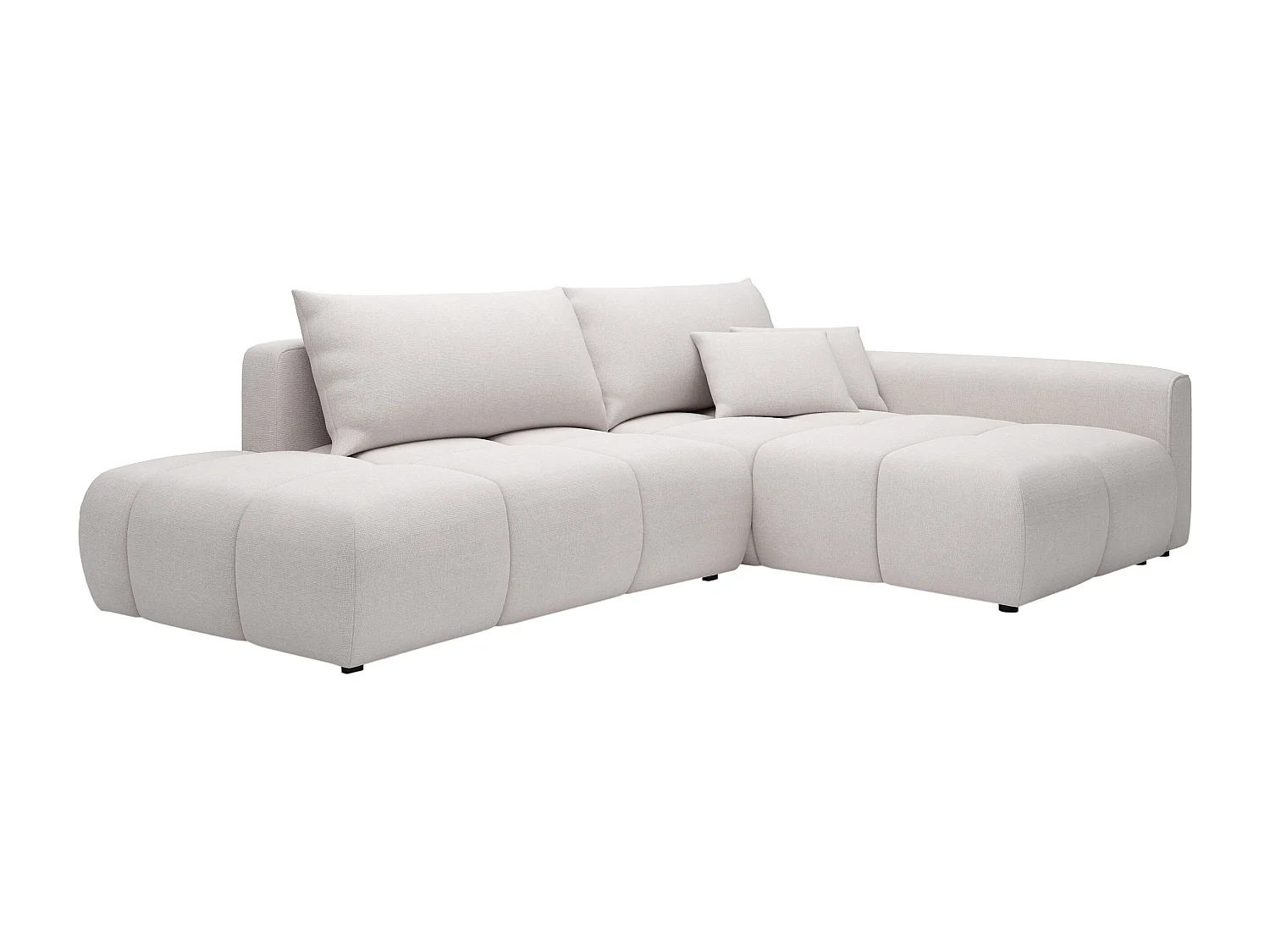 Canapé d'angle droit ouvert convertible en tissu texturé beige MINTURNO