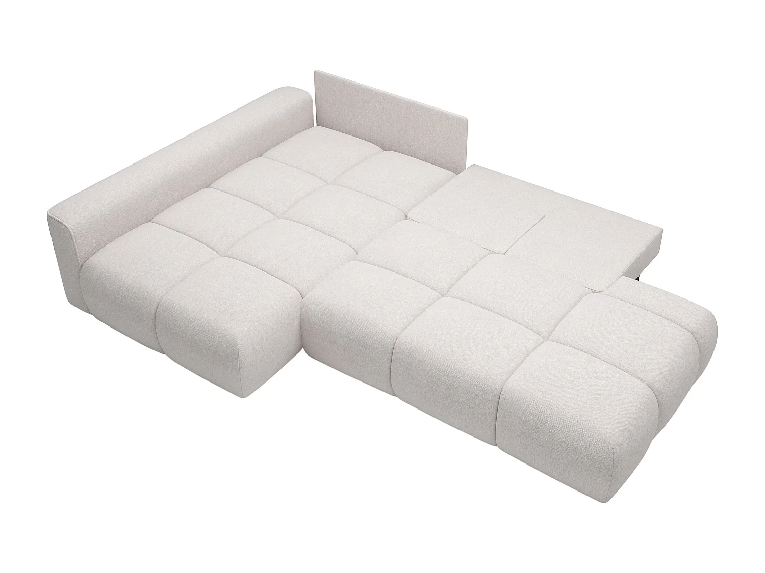 Canapé d'angle gauche ouvert convertible en tissu texturé beige MINTURNO