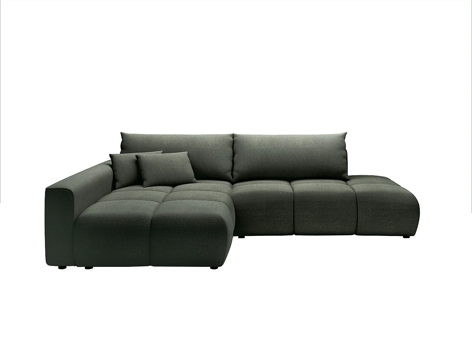 Canapé d'angle gauche ouvert convertible en tissu texturé vert MINTURNO