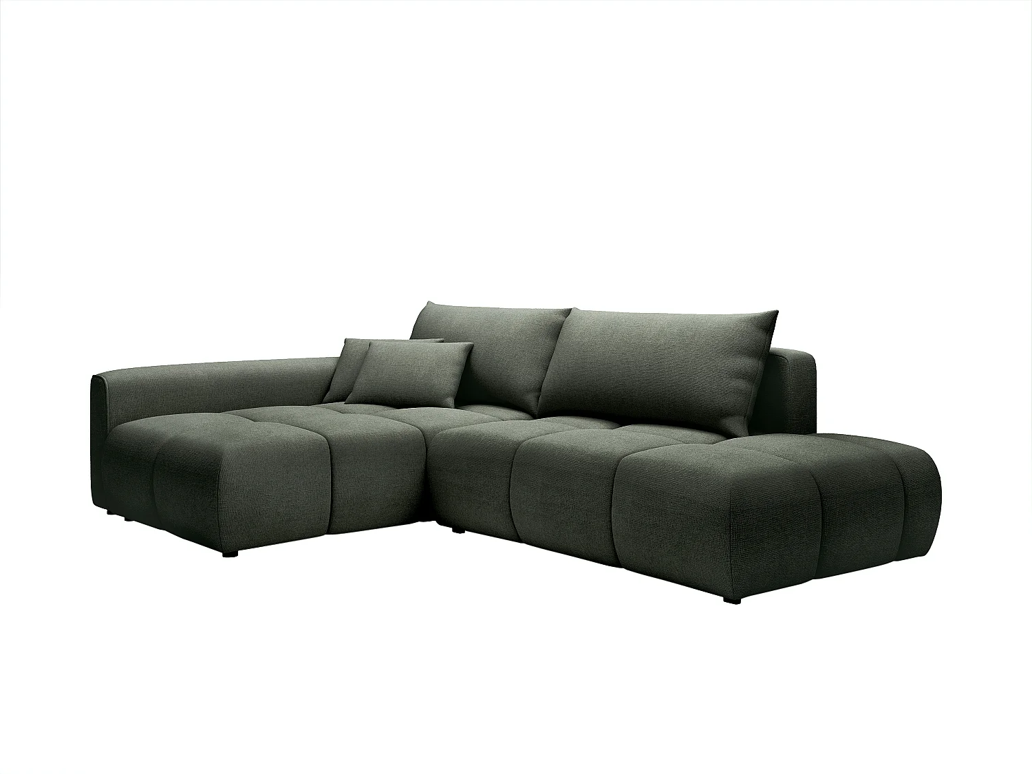 Canapé d'angle gauche ouvert convertible en tissu texturé vert MINTURNO