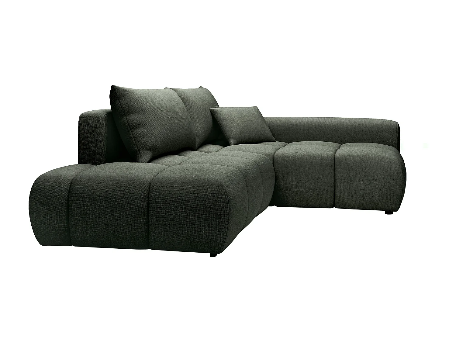 Canapé d'angle droit ouvert convertible en tissu texturé vert MINTURNO