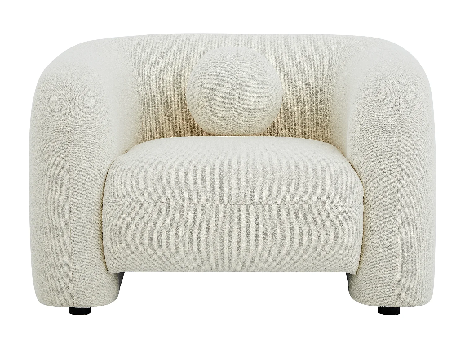 Fauteuil en tissu bouclette blanc ivoire OVOTAS