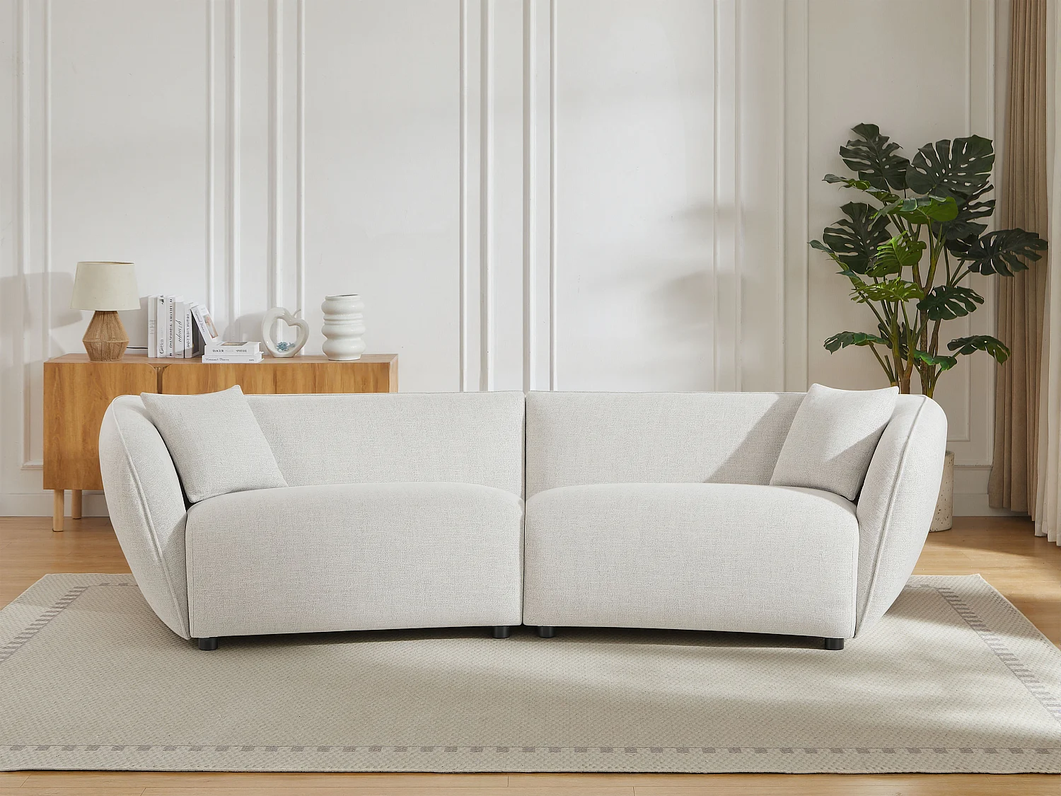 Divano 4 posti in tessuto melange beige - LUCAMO