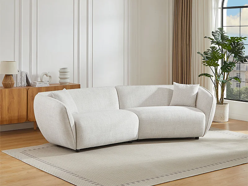 Divano 4 posti in tessuto melange beige - LUCAMO