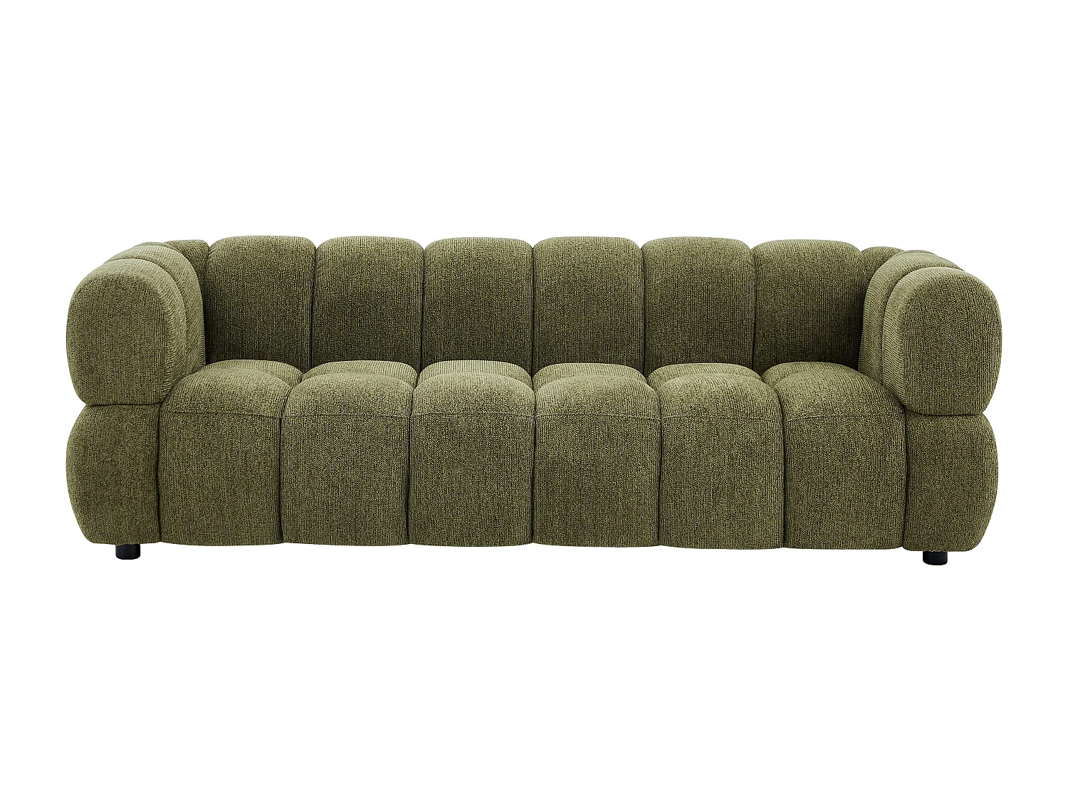 Canapé 3 places en tissu texturé vert kaki PAVIRA