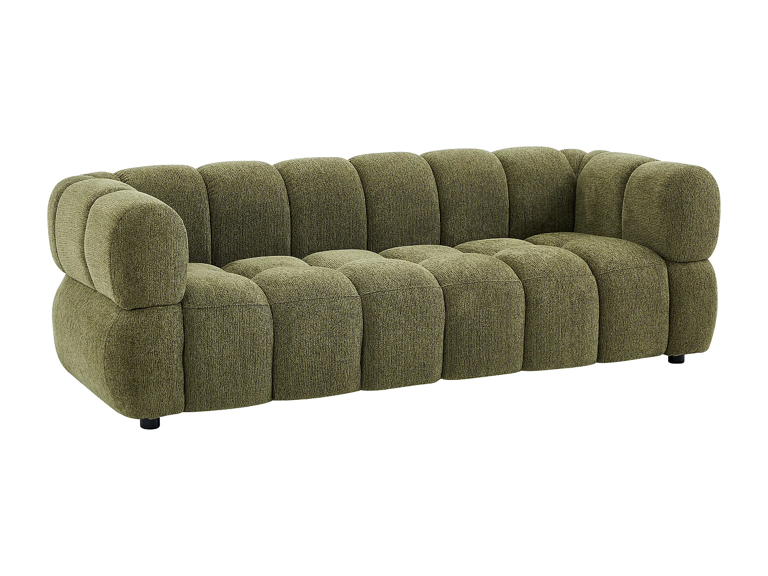 Canapé 3 places en tissu texturé vert kaki PAVIRA