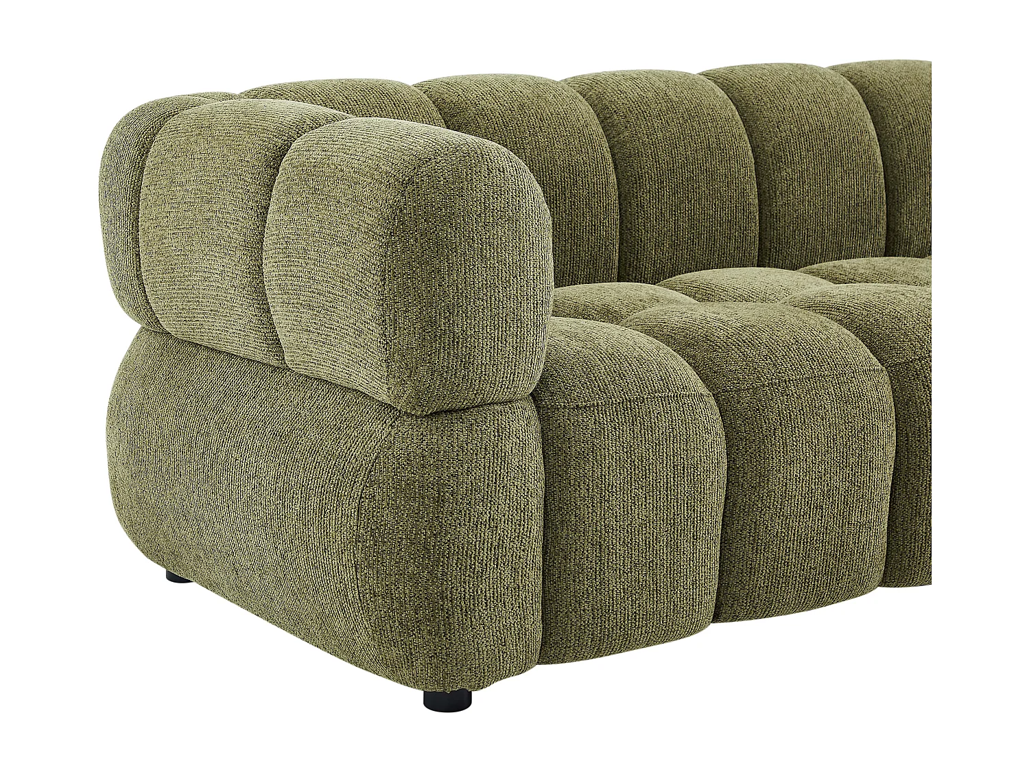 Canapé 3 places en tissu texturé vert kaki PAVIRA