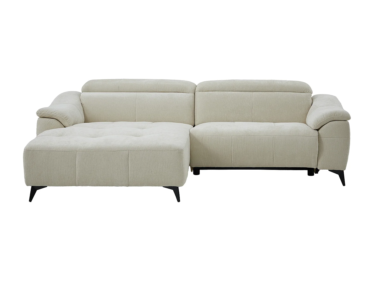 Canapé d'angle gauche relax électrique en tissu texturé beige CLIMOTA