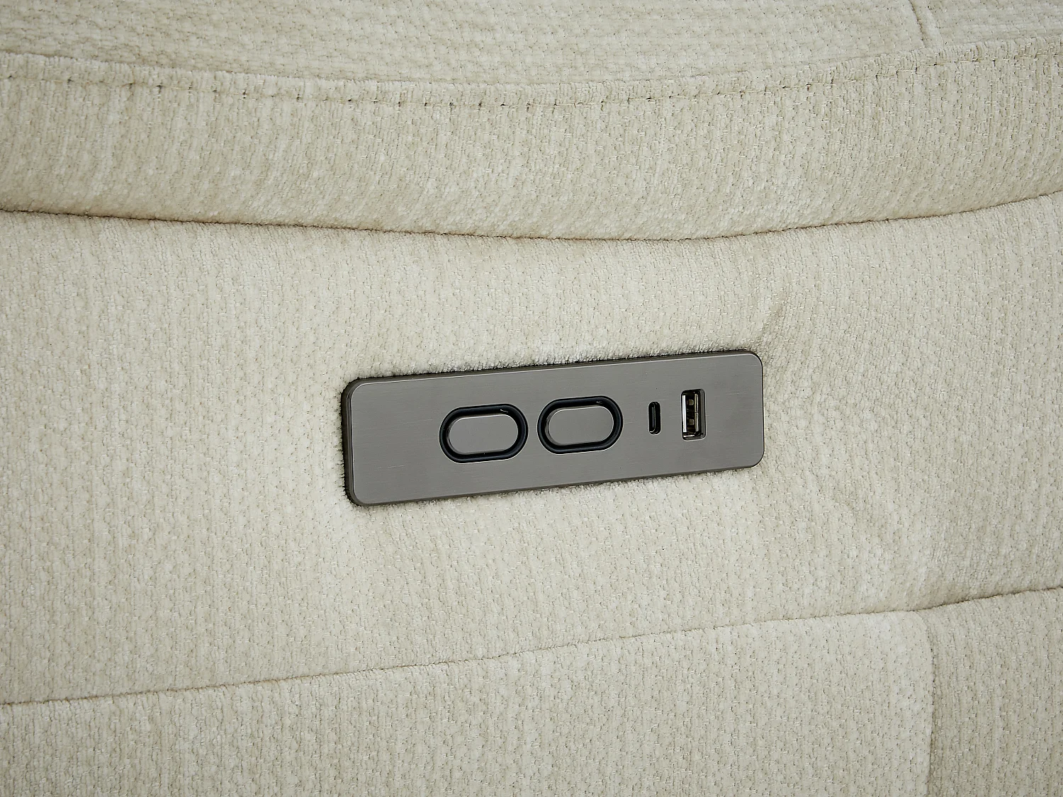 Canapé d'angle gauche relax électrique en tissu texturé beige CLIMOTA