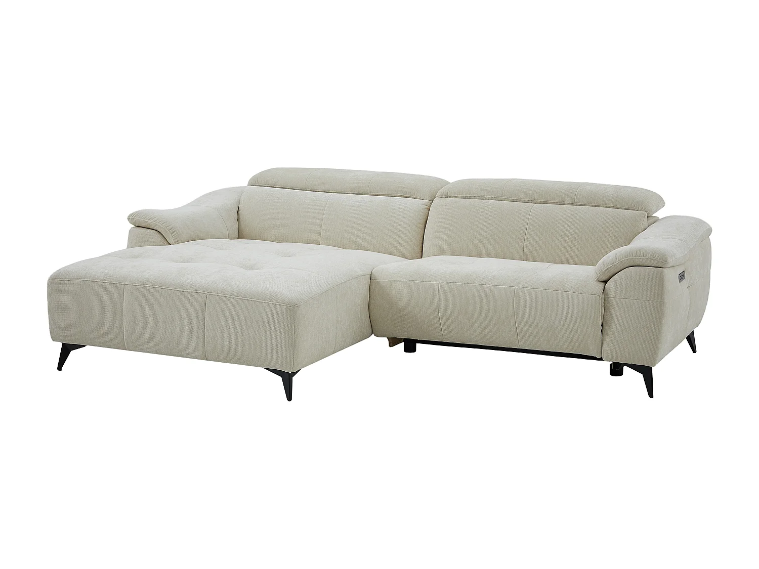 Canapé d'angle gauche relax électrique en tissu texturé beige CLIMOTA