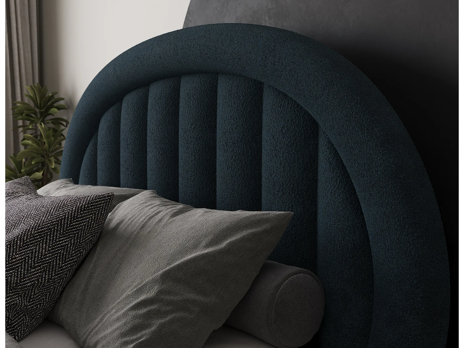 Bett Pella/140x200/Lattenrost/Stoffbezug/Blau