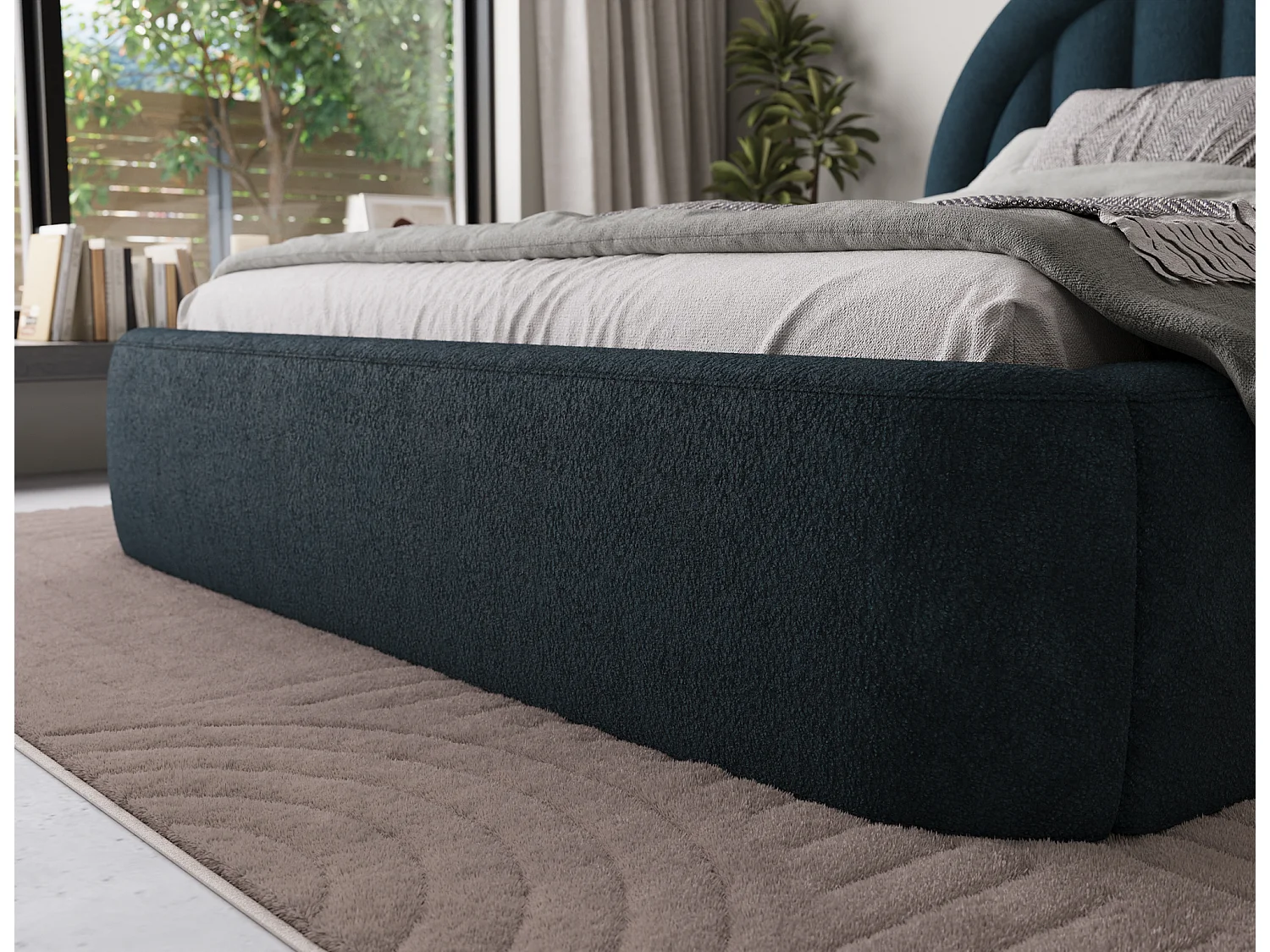 Bett Pella/140x200/Lattenrost/Stoffbezug/Blau