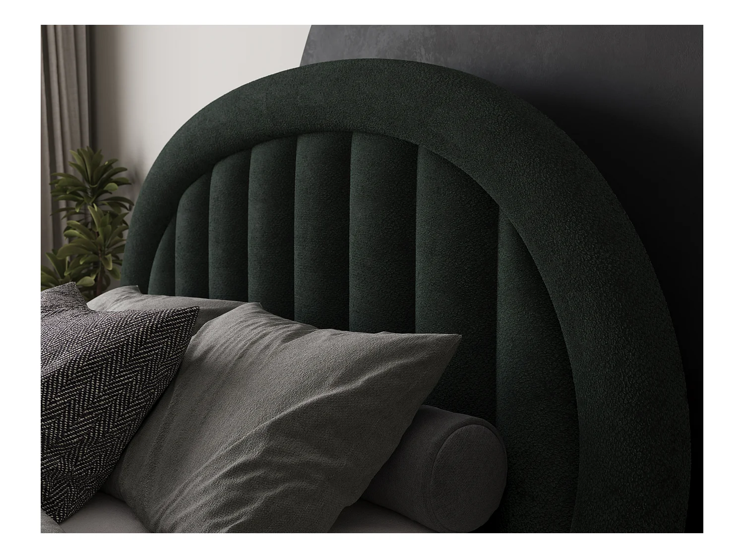 Lit Pella/140x200/sommier à lattes/revêtement tissu/Vert