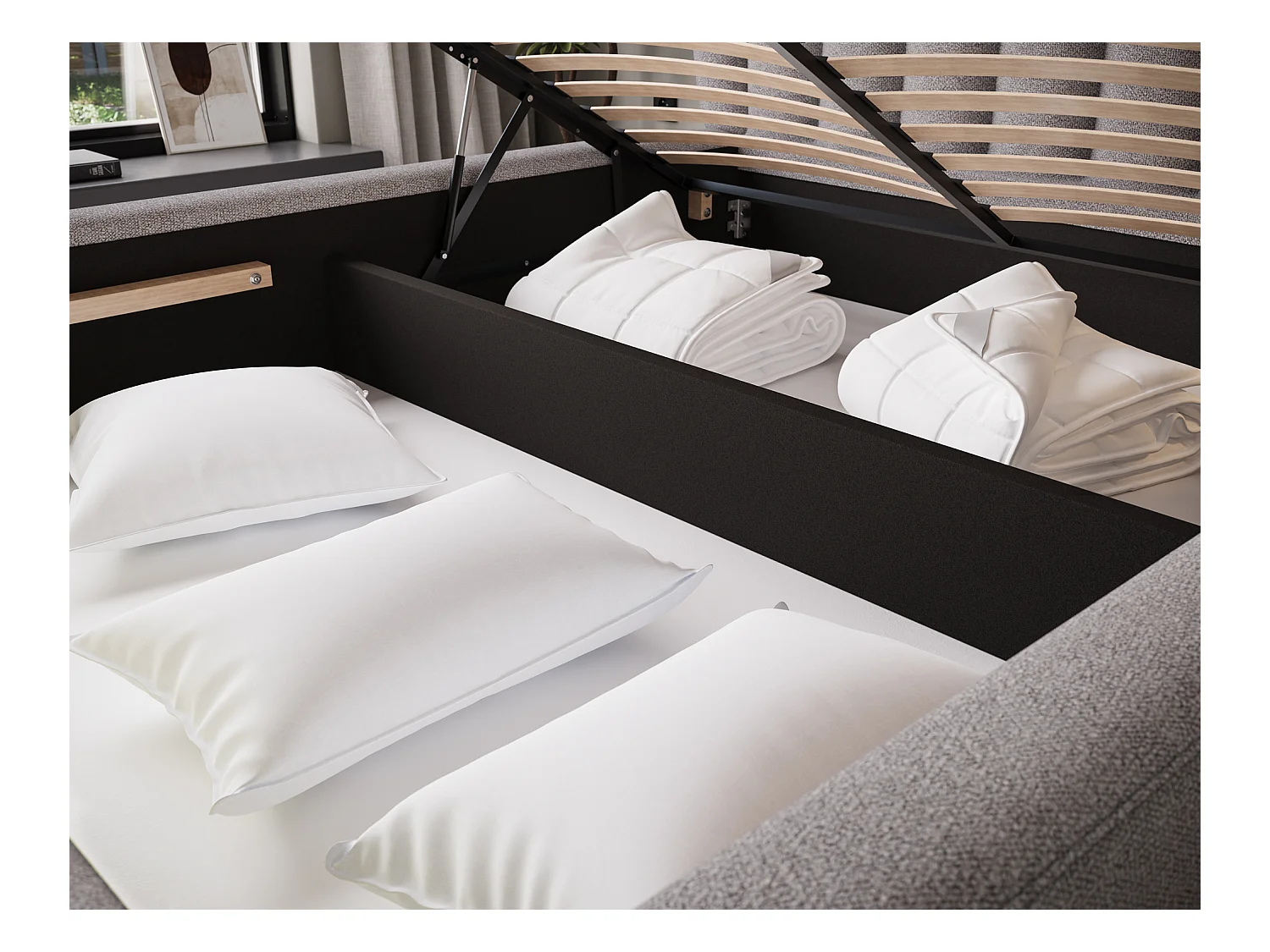 Bett Pella/160x200/Lattenrost/Stoffbezug/Grau