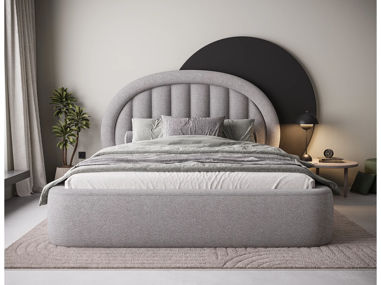 Bett Pella/160x200/Lattenrost/Stoffbezug/Grau