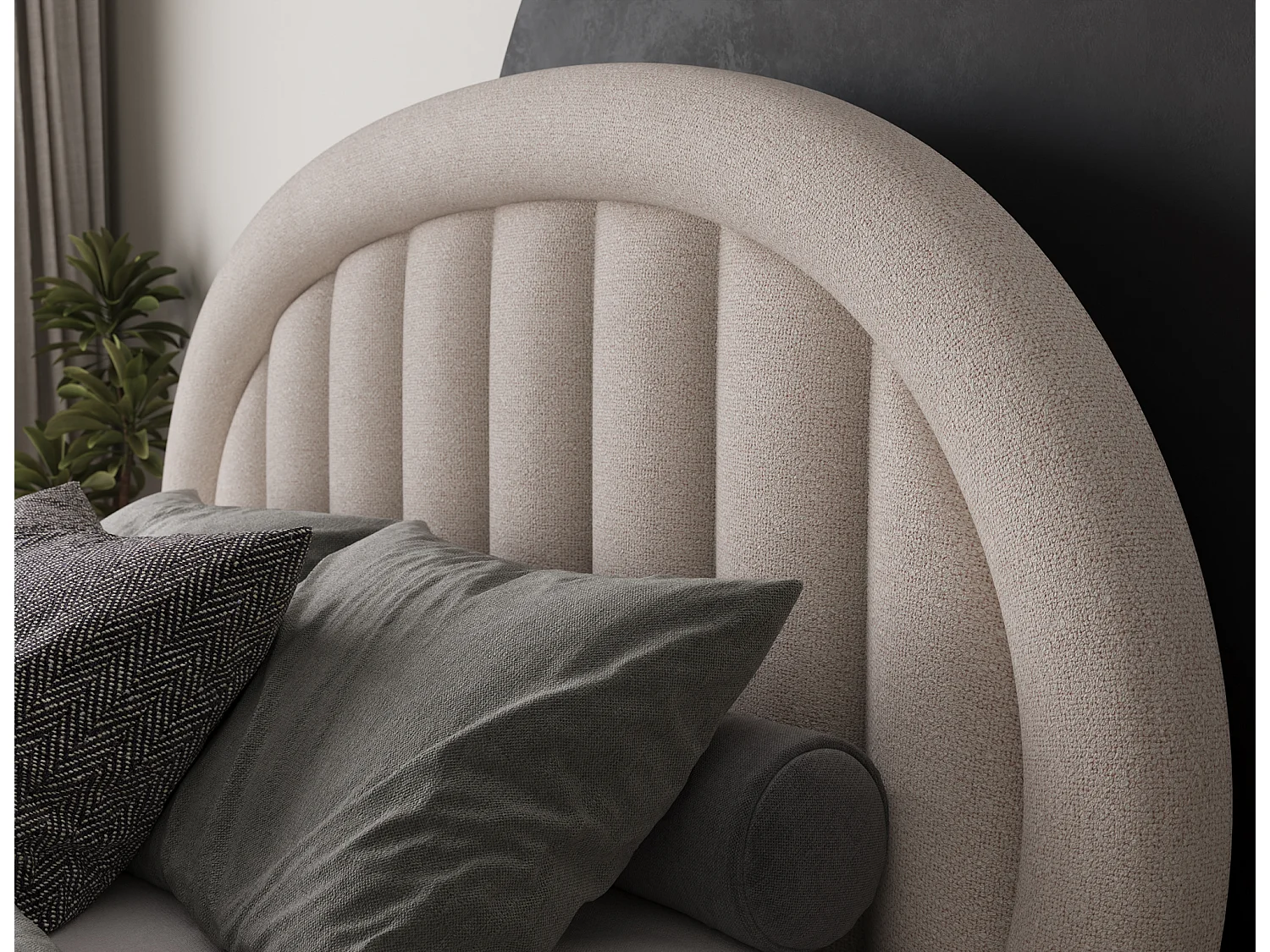 Bett Pella/140x200/Lattenrost/Stoffbezug/Beige