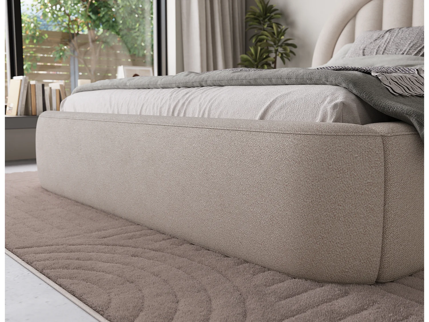 Bett Pella/140x200/Lattenrost/Stoffbezug/Beige