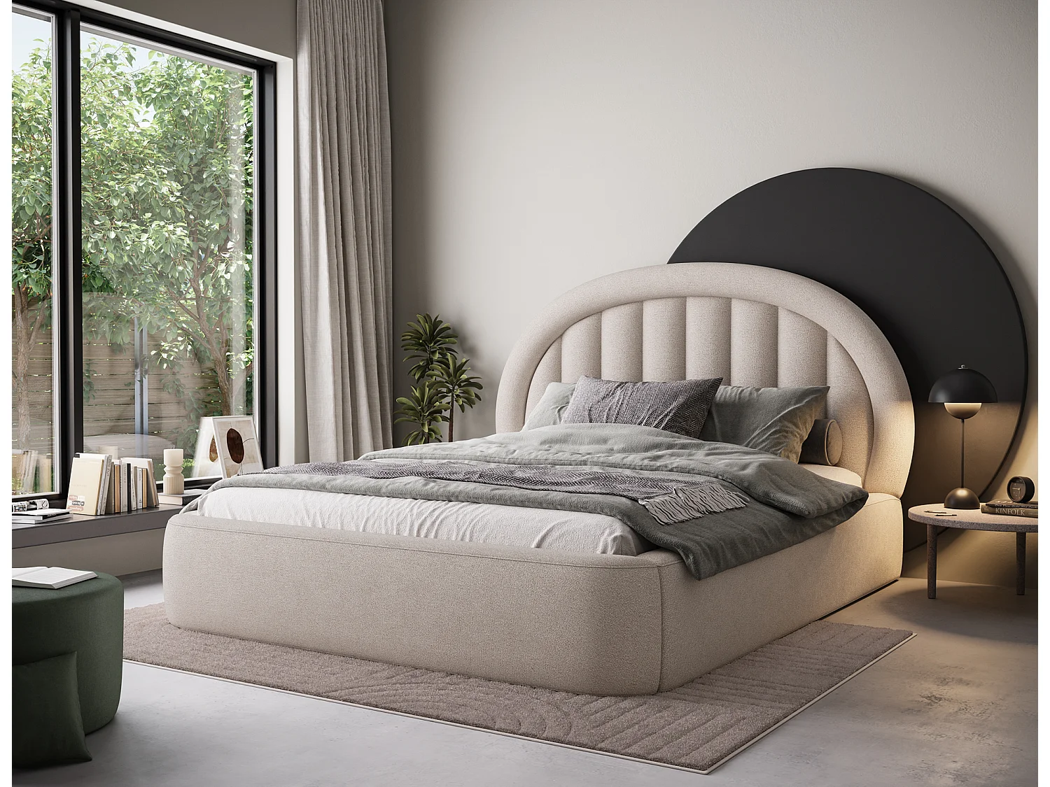 Bett Pella/140x200/Lattenrost/Stoffbezug/Beige