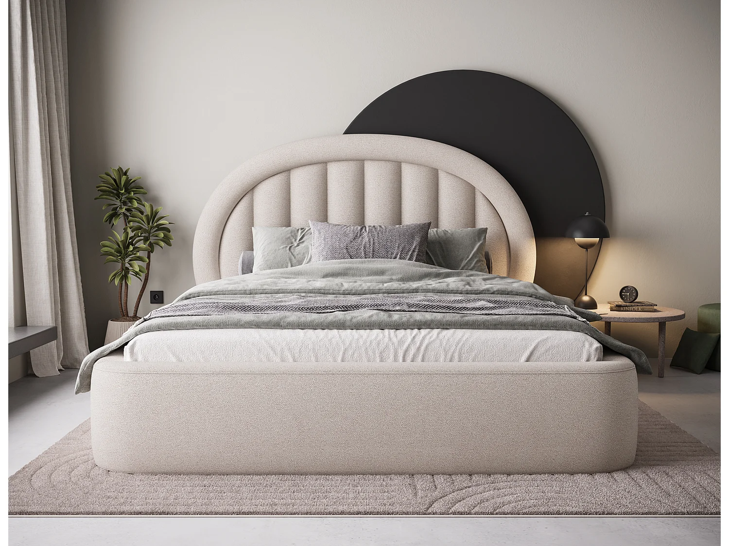 Bett Pella/140x200/Lattenrost/Stoffbezug/Beige