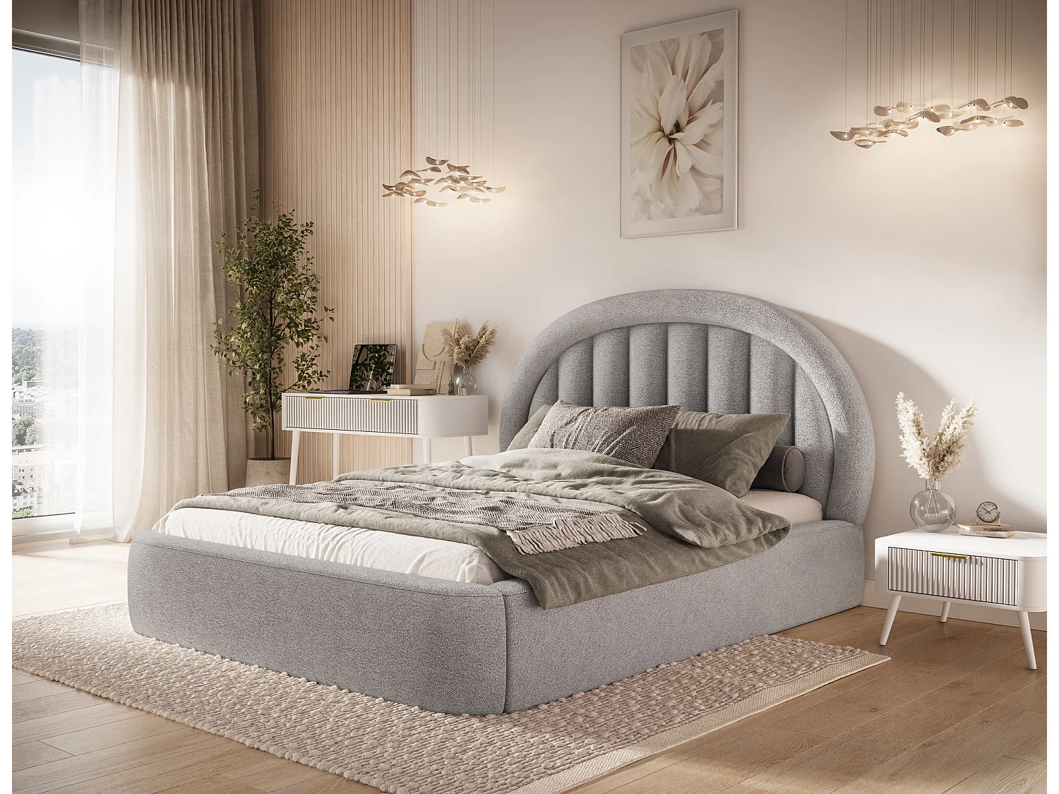 Bett Pella/140x200/Lattenrost/Stoffbezug/Grau