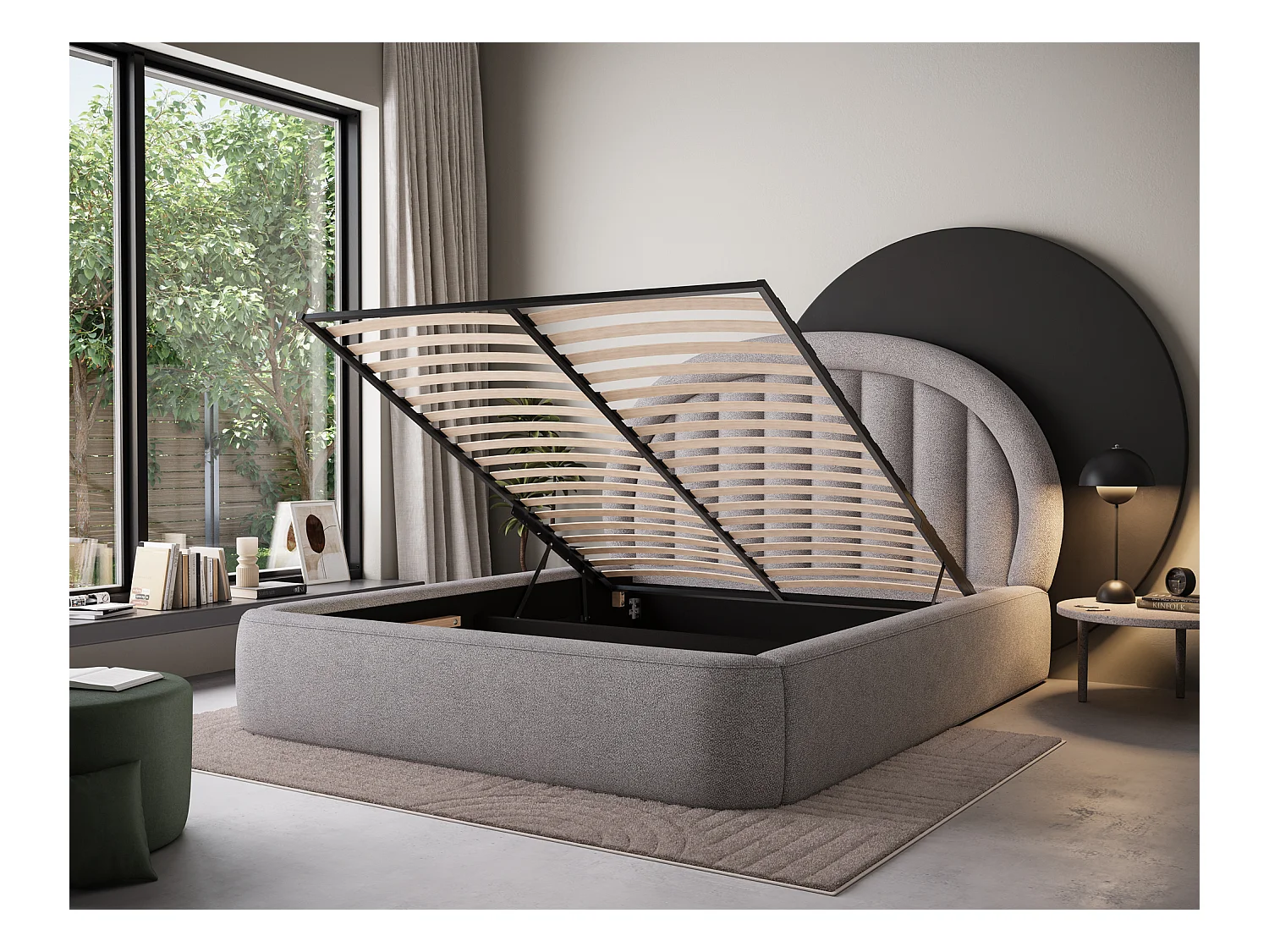 Bett Pella/140x200/Lattenrost/Stoffbezug/Grau