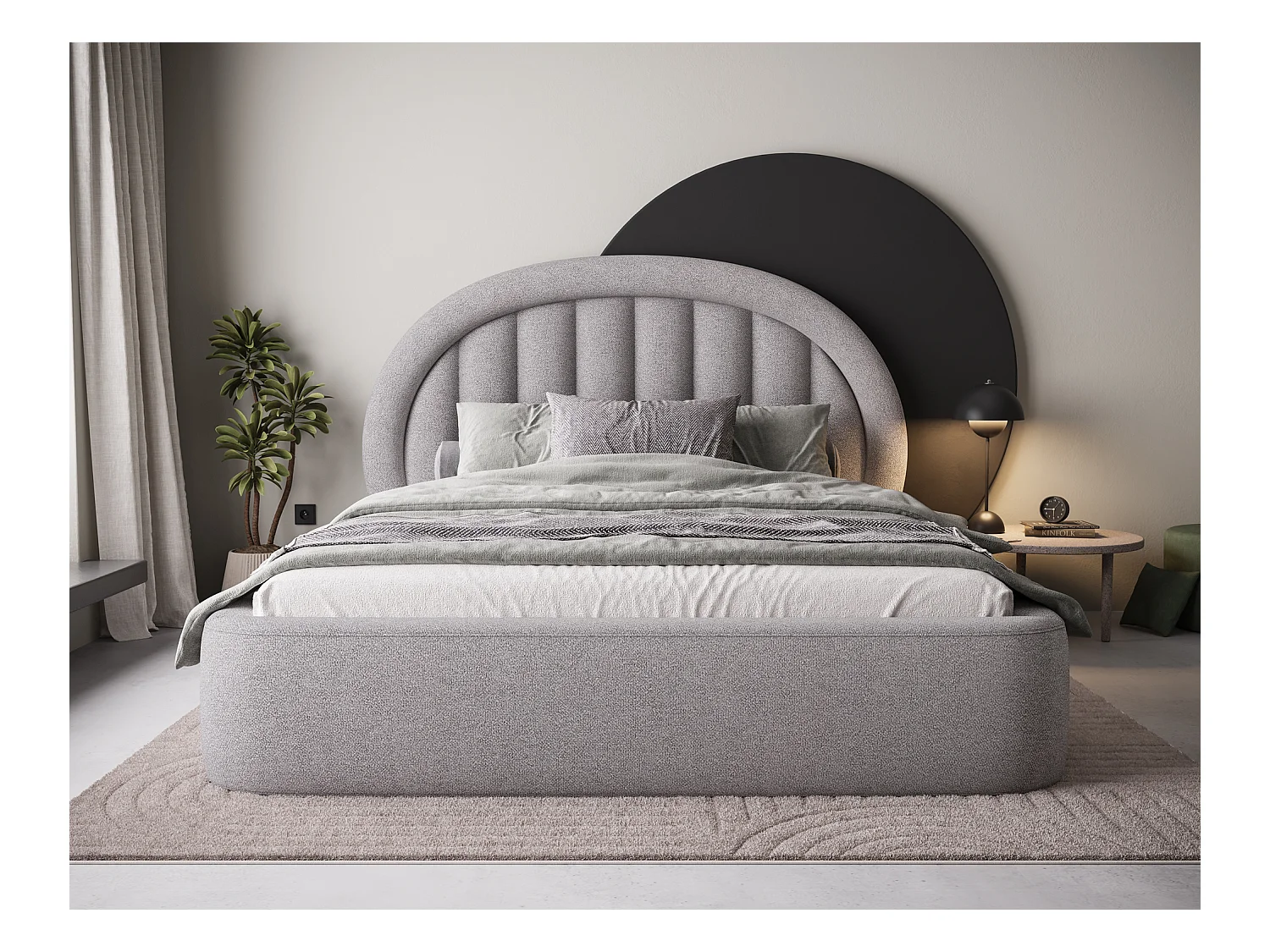 Bett Pella/140x200/Lattenrost/Stoffbezug/Grau