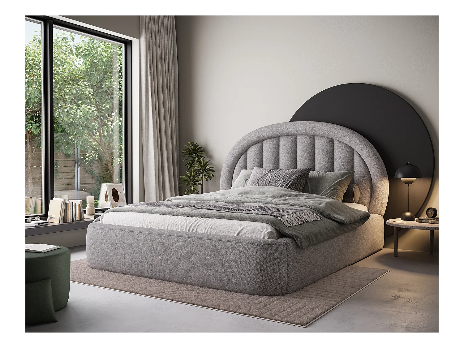 Bett Pella/140x200/Lattenrost/Stoffbezug/Grau