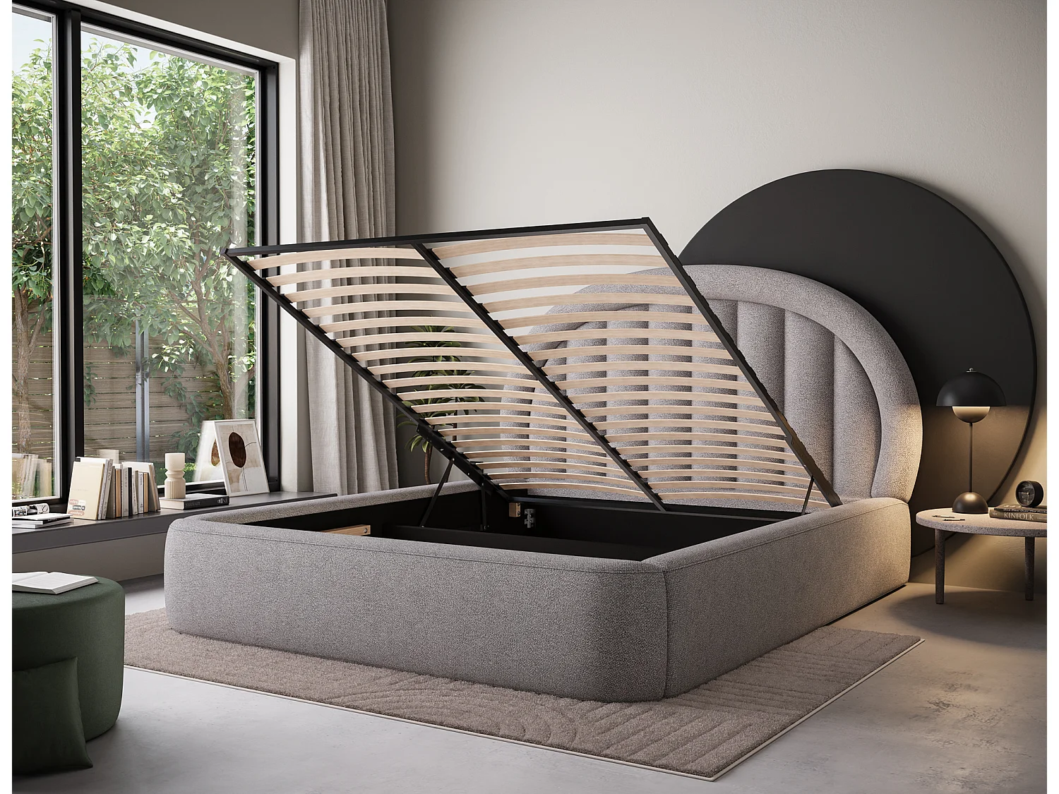 Bett Pella/140x200/Lattenrost/Stoffbezug/Grau