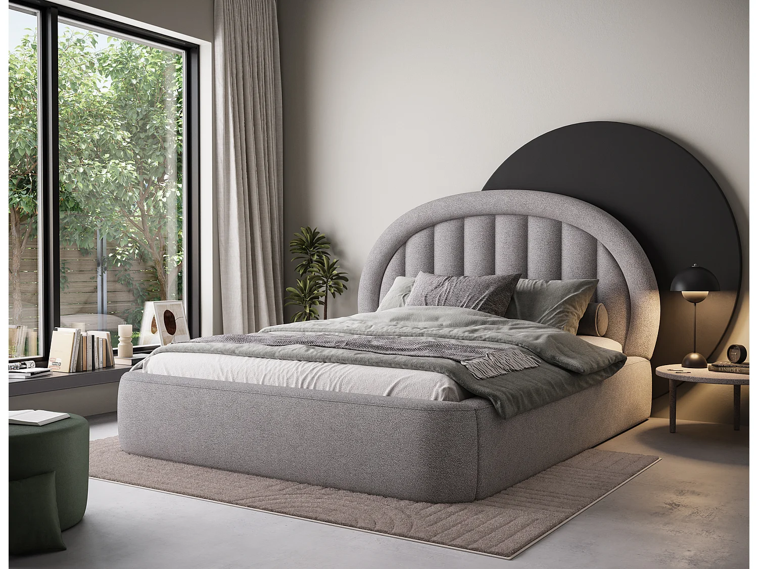 Bett Pella/140x200/Lattenrost/Stoffbezug/Grau