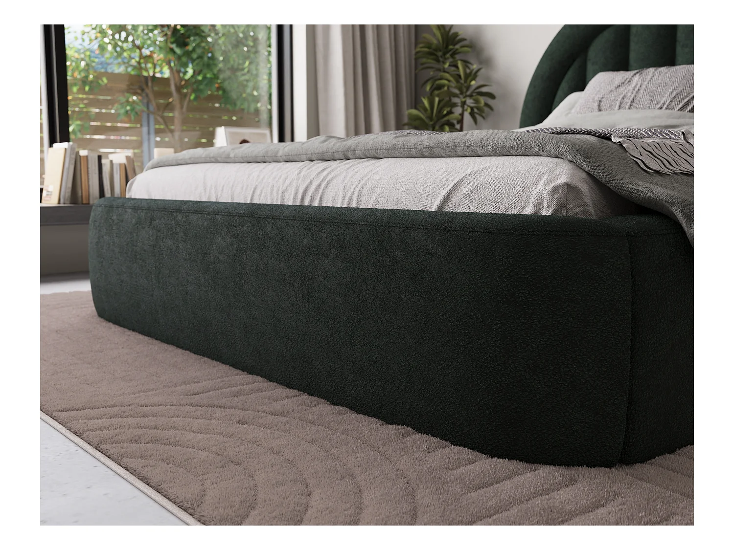 Lit Pella/180x200/sommier à lattes/revêtement tissu/Vert