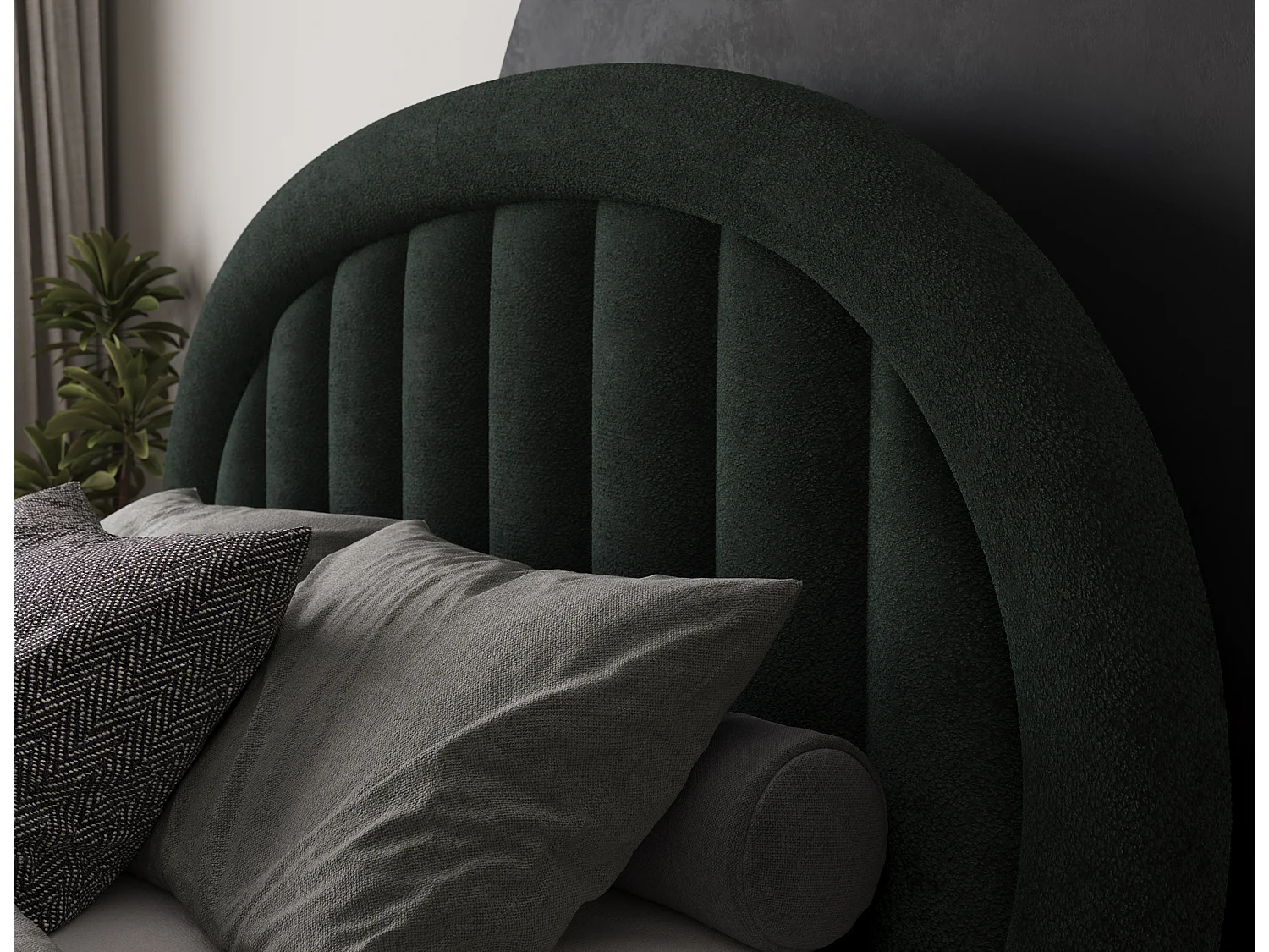 Letto Pella/180x200/rete a doghe/rivestimento in tessuto/Verde