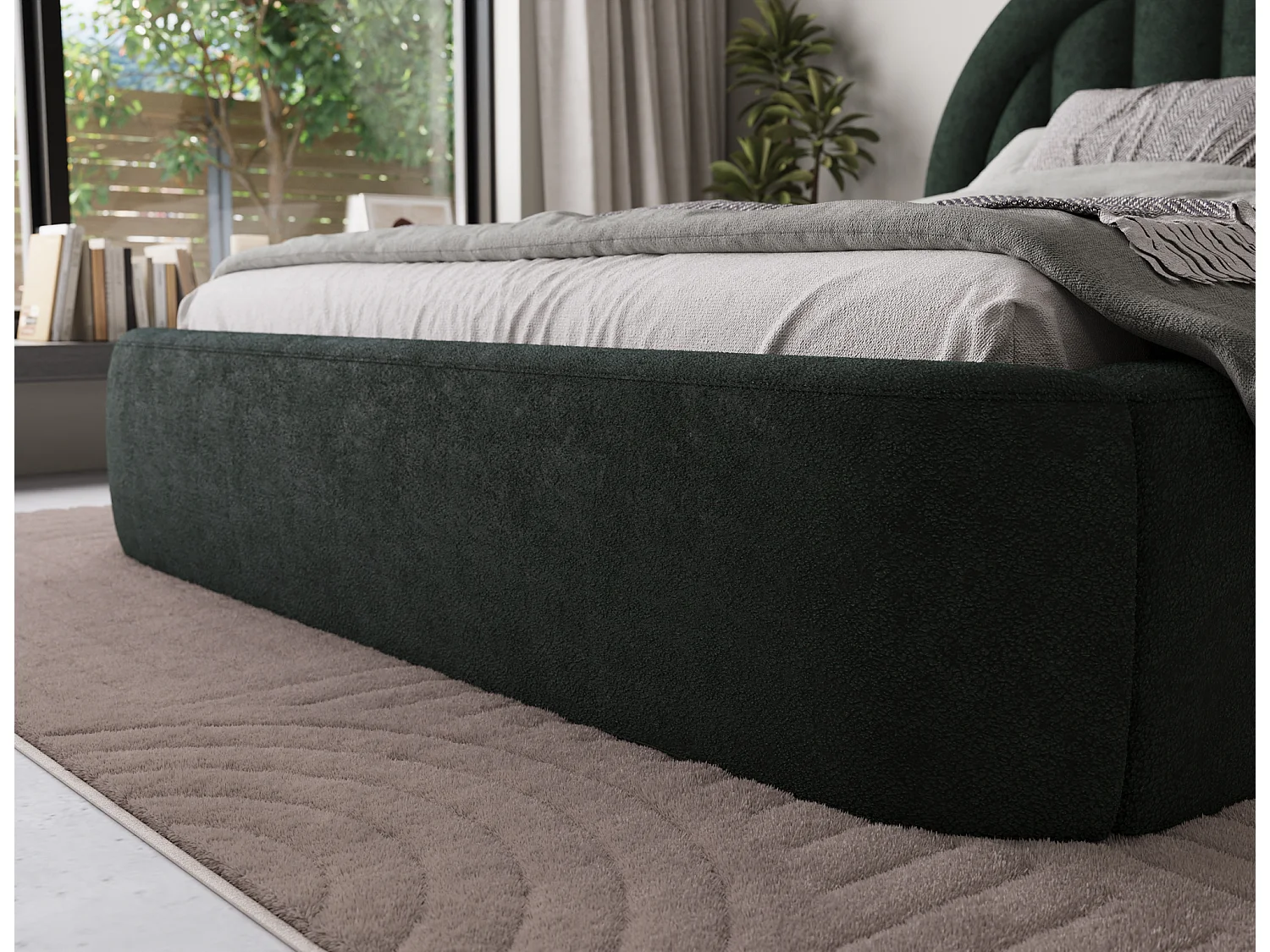 Letto Pella/180x200/rete a doghe/rivestimento in tessuto/Verde