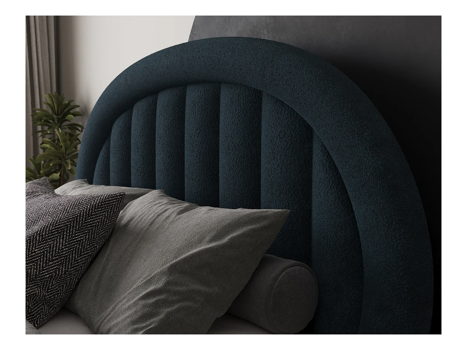 Letto Pella/180x200/rete a doghe/rivestimento in tessuto/Blu