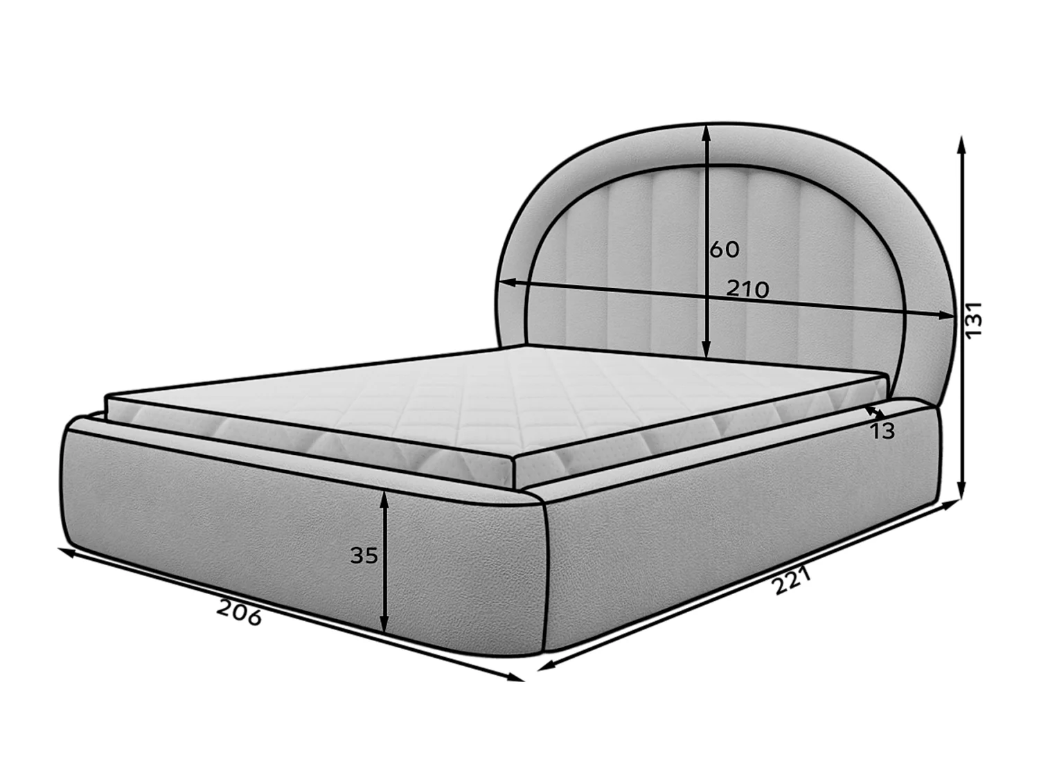 Letto Pella/180x200/rete a doghe/rivestimento in tessuto/Beige