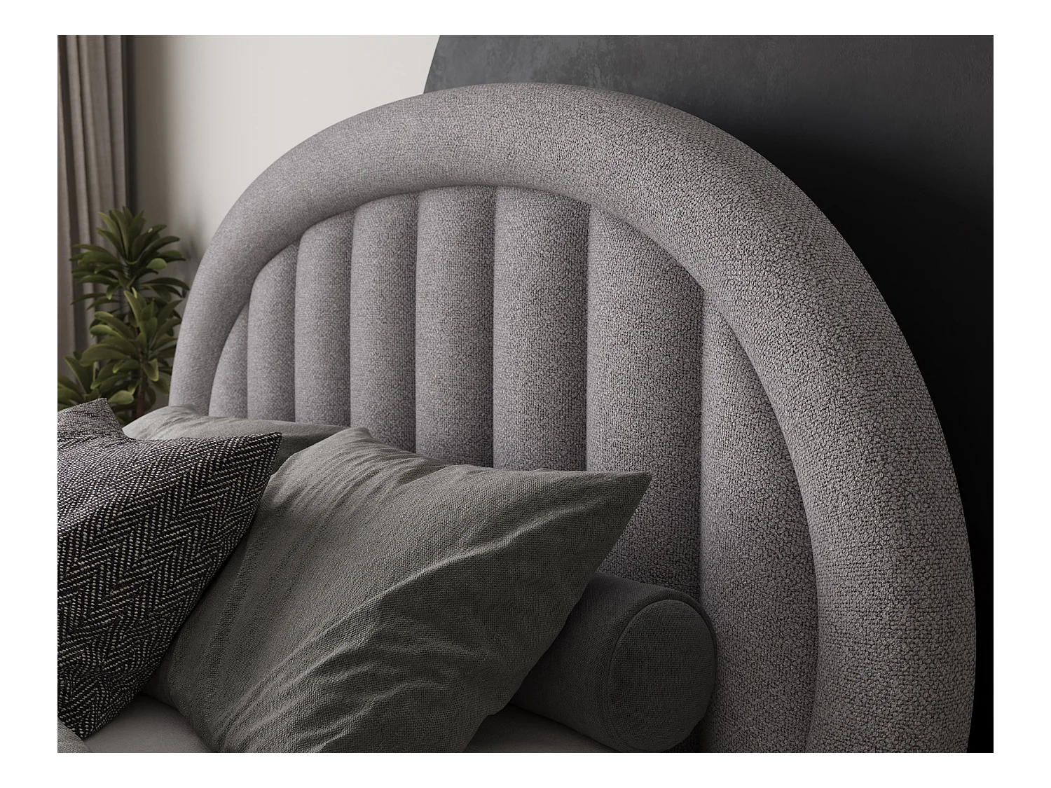 Bett Pella/180x200/Lattenrost/Stoffbezug/Grau